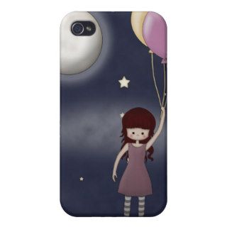Cute Whimsical Young Girl with Balloons iPhone 4/4S Cover