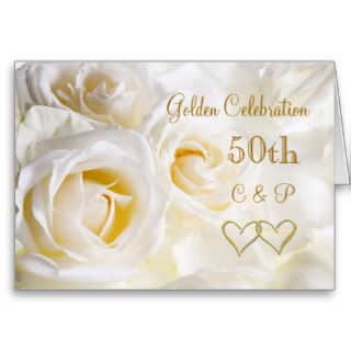White roses 50th Wedding Anniversary Cards