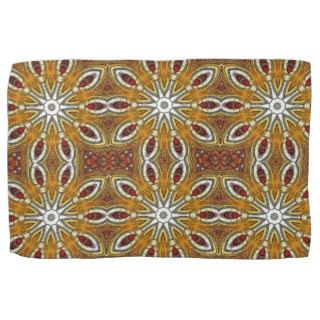 Gold and Red Abstract Floral Geometric Tile 163 Towels