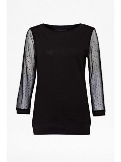 French Connection Dotty ditton long sleeve top Black