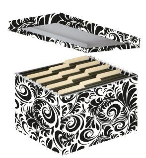 Snap N Store Letter and Legal File Box, Interior Dimensions 9.5 x 14.75 x 12.25 Inches, Black and White Scroll Design (SNS01835)  Filing Crates 