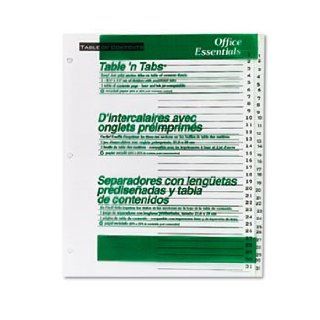 Office Essentials Table 'N Tabs Dividers, 31 Tab, 1 31, Letter, White, 1 Set 