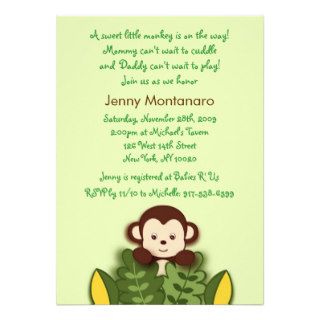 Boy Monkey Jungle Custom Baby Shower Invitation