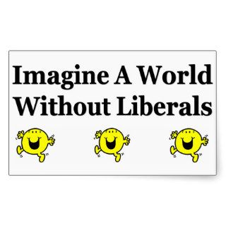 Imagine A World Without Liberals Rectangle Stickers