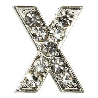 Sugar N Vine Ice Crystal Covered Alphabet Letter "X" Slide Charm   Works with Slider Style Buckle Charm Bracelets Jewelry