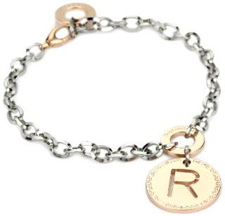 Rebecca "Word" Rose Gold Over Bronze Letter "R" Bracelet Jewelry