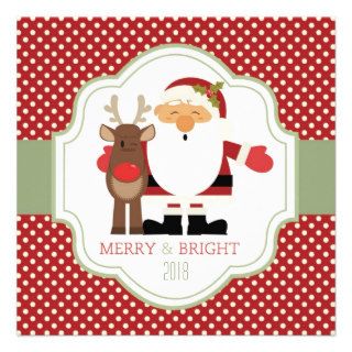 Merry and Bright  Holiday Photo Card Santa Claus