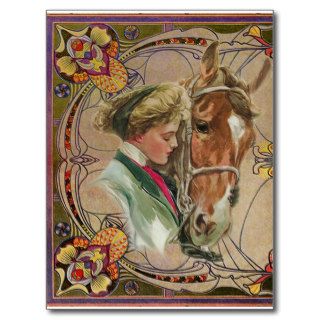 VINTAGE AMERICANA HORSEMANSHIP Postcard