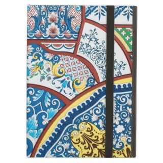 Antique Vintage French Floral Ceramic Design Blue iPad Covers