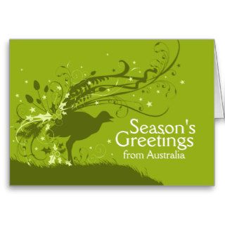 Graphic lyrebird green Australian Christmas card