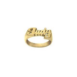 Name Ring 24K Gold Plated Sterling Silver Personalized Handcrafted with Name of Your Choice Size 5 thru 10 Made in USA JN Monograms Jewelry