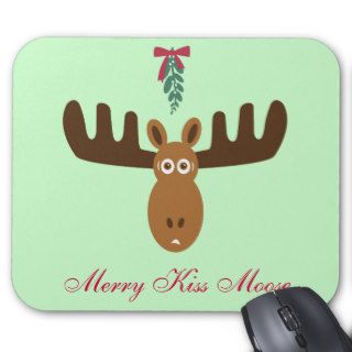 Moose Head_Mooseltoe_Merry Kiss Moose Mousepad