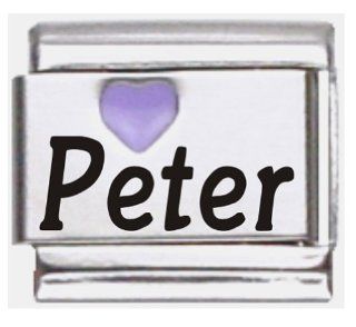 Peter Purple Heart Laser Name Italian Charm Link Italian Style Single Charms Jewelry