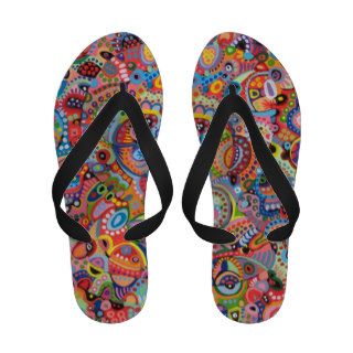 Colorful Tribal Flip Flops   Psychedelic Abstract