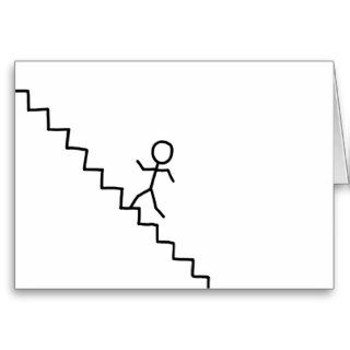 Stick man going up the stairs greeting card