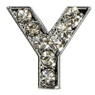 Sugar N Vine Ice Crystal Covered Alphabet Letter "Y" Slide Charm   Works with Slider Style Buckle Charm Bracelets Jewelry