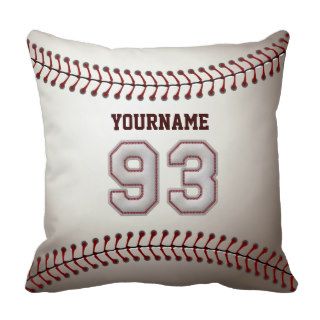 Player Number 93   Cool Baseball Stitches Pillows