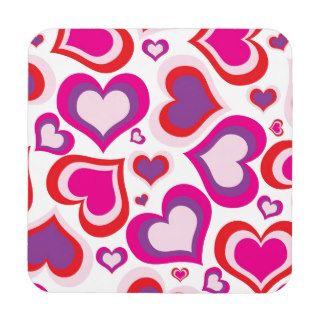 pink and purple girly hearts modern design drink coasters