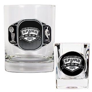 NBA San Antonio Spurs 2014 Champ Rocks Glass and Shot Glass Set  Sports & Outdoors