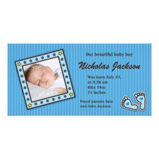 New baby boy announcement photo card