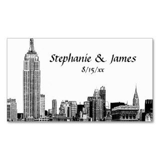 NYC Skyline Etched 01B Place Cards Business Card Template