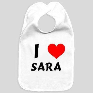 Baby bib with I Love Sara (first name/surname/nickname) Baby