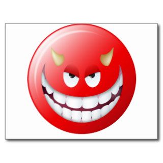 Devil Smiley Face 2 Post Cards