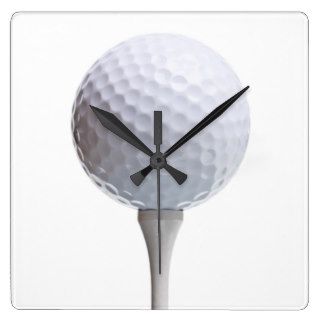 Golf Ball & Tee on White Customized Template Square Wall Clocks