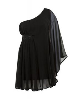 AX Curve Black One Sleeve Chiffon Dress