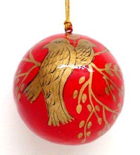 Hand Painted Paper Mache Christmas Ornament Birds   Christmas Ball Ornaments