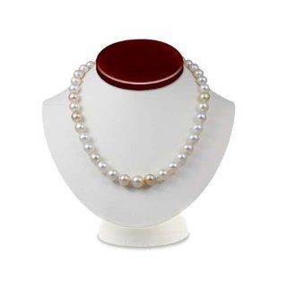 Mixed Golden and White South Sea Cultured Pearl Necklace (9.1 10.6mm Near Round/Drop AA+/AA) (14K White Ball Clasp) Jewelry