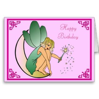 Fairy with Magic Wand Pixie Dust Happy Birthday Greeting Card