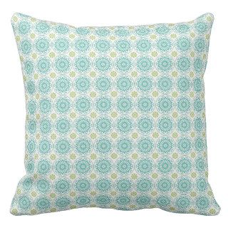 Cool Pastel Blue Retro Circle Pattern Easter Throw Pillows