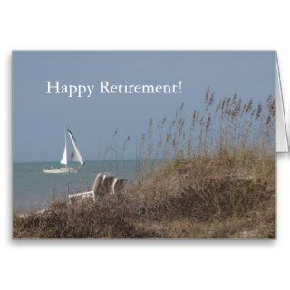 Happy Retirement    Sail Boat and Beach Cards