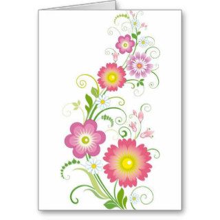 floral design in pink green & yellow greeting card
