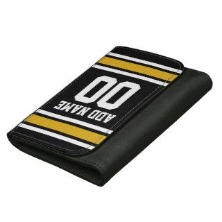 Black Gold Football Jersey Custom Name Number Wallet For Women