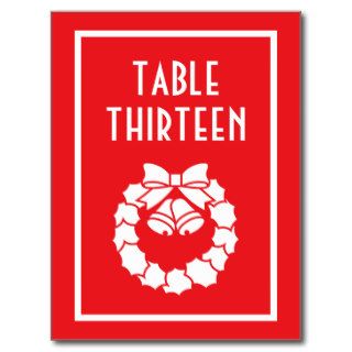 Christmas Wreath Table Numbers (Red / White) Postcard