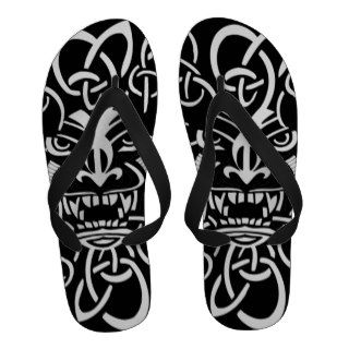Mythical tribal tiki mask ethnic pattern design Flip Flops