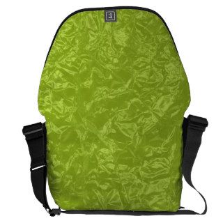 Shiny lime green wrinkled texture messenger bag