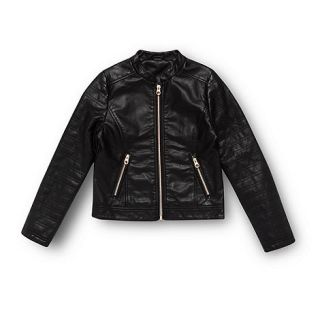 Baker by Ted Baker Girls black faux leather biker jacket