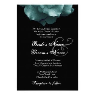 AQUA BLUE Rose Petals Wedding Invitation
