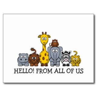 CUTE JUNGLE ANIMALS ADD YOUR TEXT POSTCARD