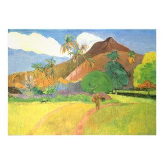 Tahitian Landscape, Mountains Tahiti, Paul Gauguin Custom Announcements