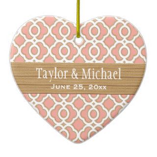Coral and Gold Wedding Ornament Favors