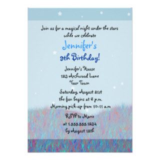 Sleepover Under the Stars Birthday Party   Blue Announcement