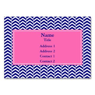 Navy Blue with Hot Pink Chevron Pattern Business Card Template