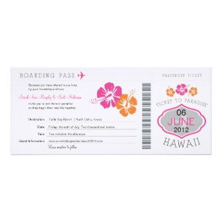 Wedding Boarding Pass to Hawaii Personalized Invites