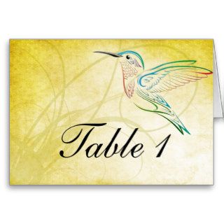 Golden Hummingbird Watercolor Table Number card