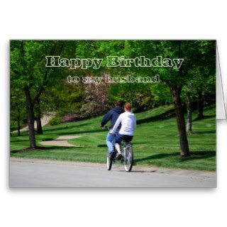 Tandem Bicycle Husband Birthday Light Green Interi Card