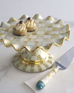Parchment Check Cake Stand   MacKenzie Childs